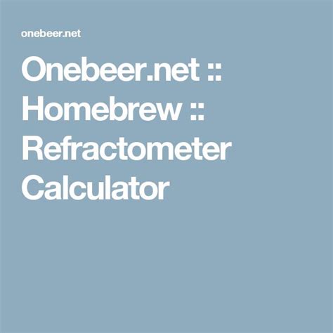 refractometer fermented calculator|home brewing refractometer calculator.